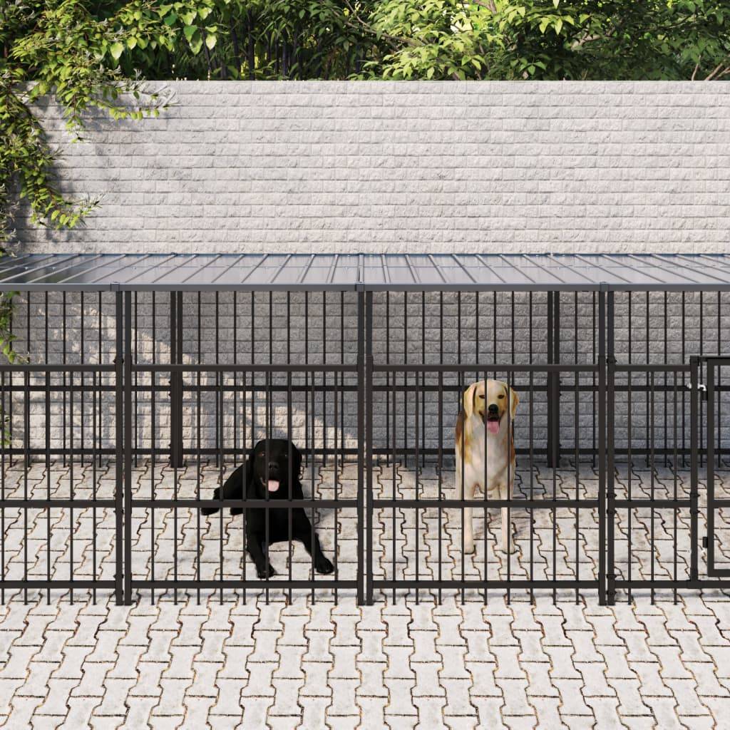 Chenil d'extérieur avec toit pour chiens Acier 11,26 m² vidaXL 3124611