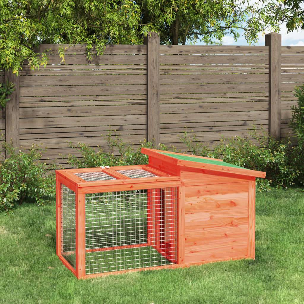 Clapier à lapin en bois de pin avec enclos pour extérieur marron – ComfortXL Outdoor Living