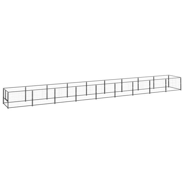 Chenil extérieur cage enclos parc animaux chien noir 9 m² acier Chenil extérieur cage enclos parc animaux chien noir 9 m² acier