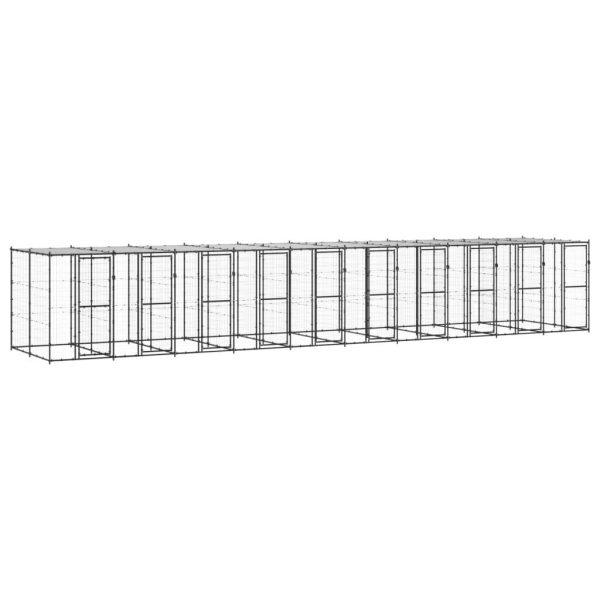 Chenil extérieur cage enclos parc animaux chien extérieur acier avec toit 24,2 m²