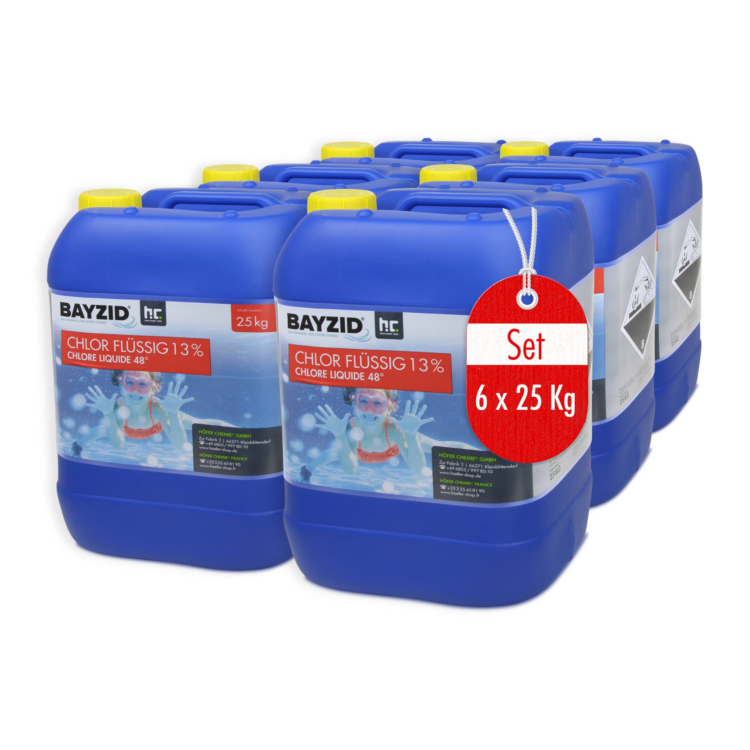 Chlore liquide 48° Bayzid® en bidon de 25 KG (20L) x 6