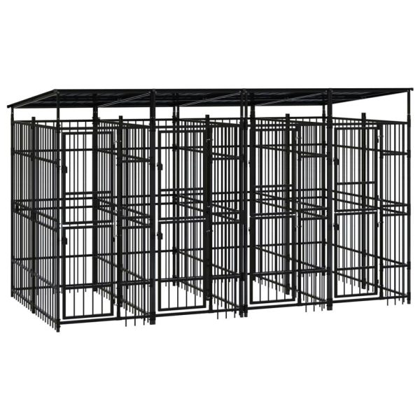 Chenil extérieur acier avec toit 7,37 m² pour jardin Noir – ComfortXL Outdoor Living Chenil extérieur acier avec toit 7,37 m² pour jardin Noir – ComfortXL Outdoor Living