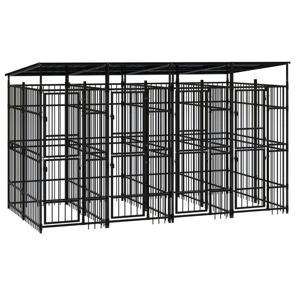 Chenil extérieur acier avec toit 7,37 m² pour jardin Noir – ComfortXL Outdoor Living