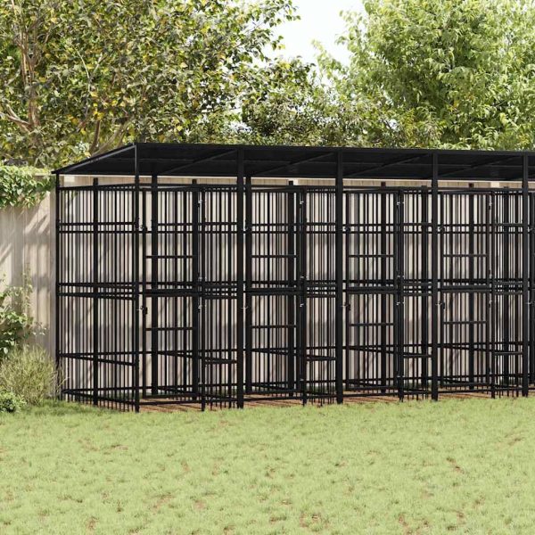 Chenil d’extérieur avec toit pour chiens Acier 14,75 m² vidaXL 3097953