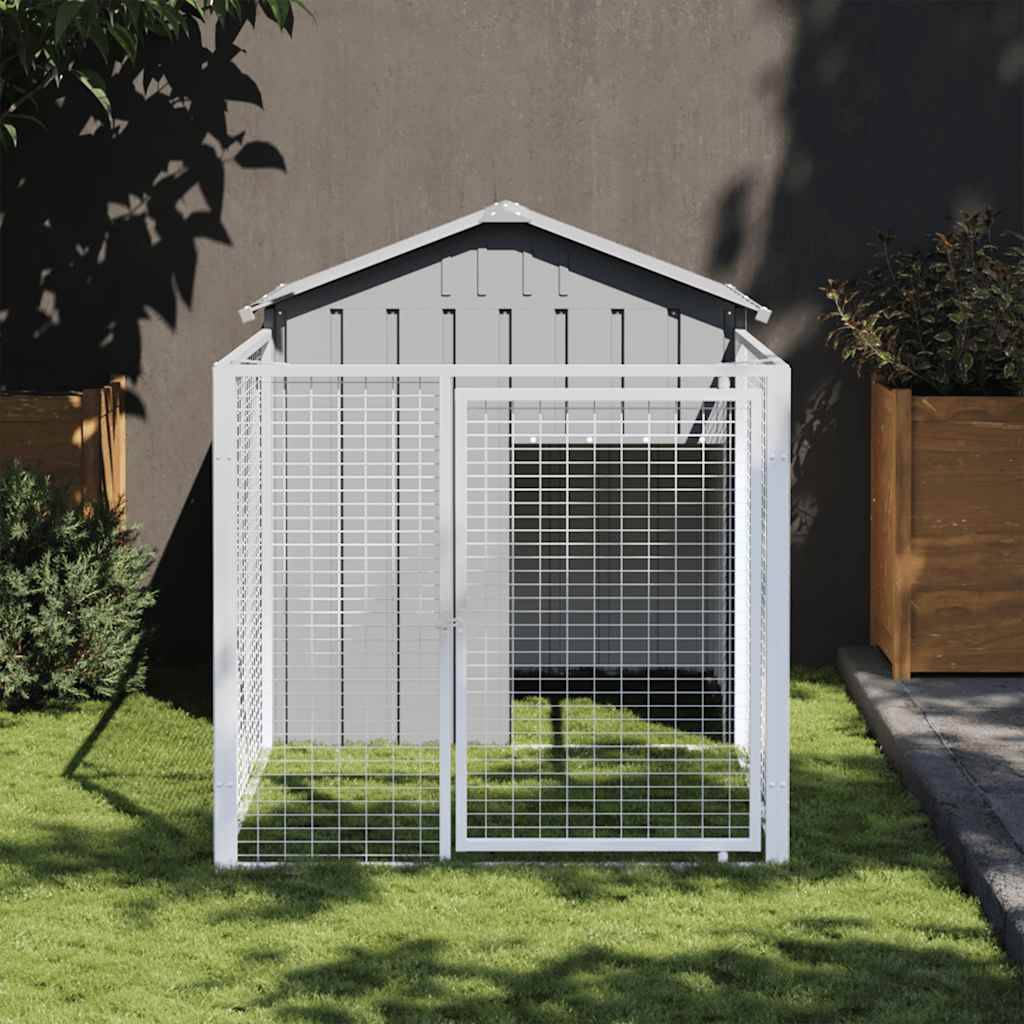 Chenil pour chien avec enclos grillagé en acier galvanisé Gris Clair 201cm – ComfortXL Pet Living