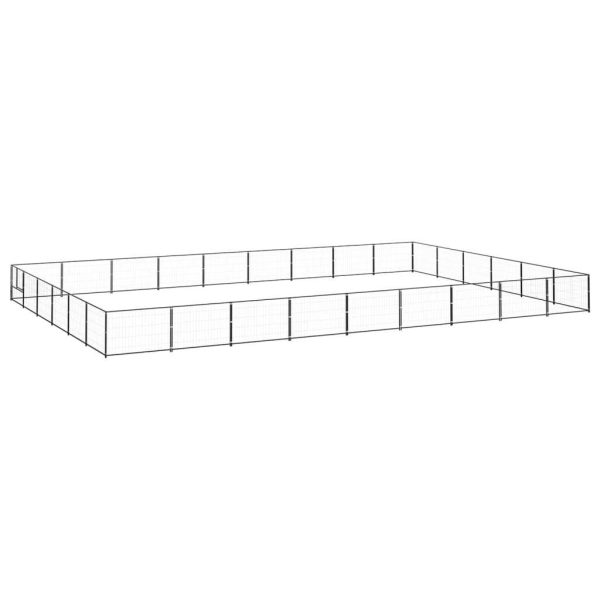 Chenil extérieur cage enclos parc animaux chien 54 m² acier noir