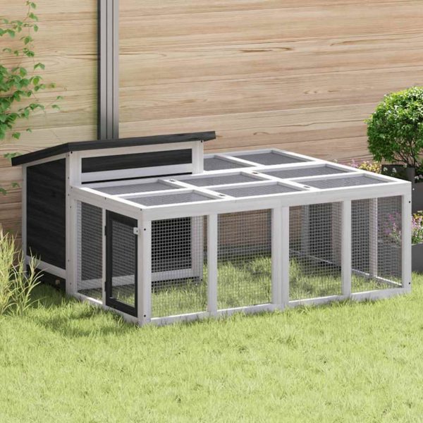 Clapier gris 144x123x67,5 cm bois de pin massif vidaXL 172282 Clapier gris 144x123x67,5 cm bois de pin massif vidaXL 172282