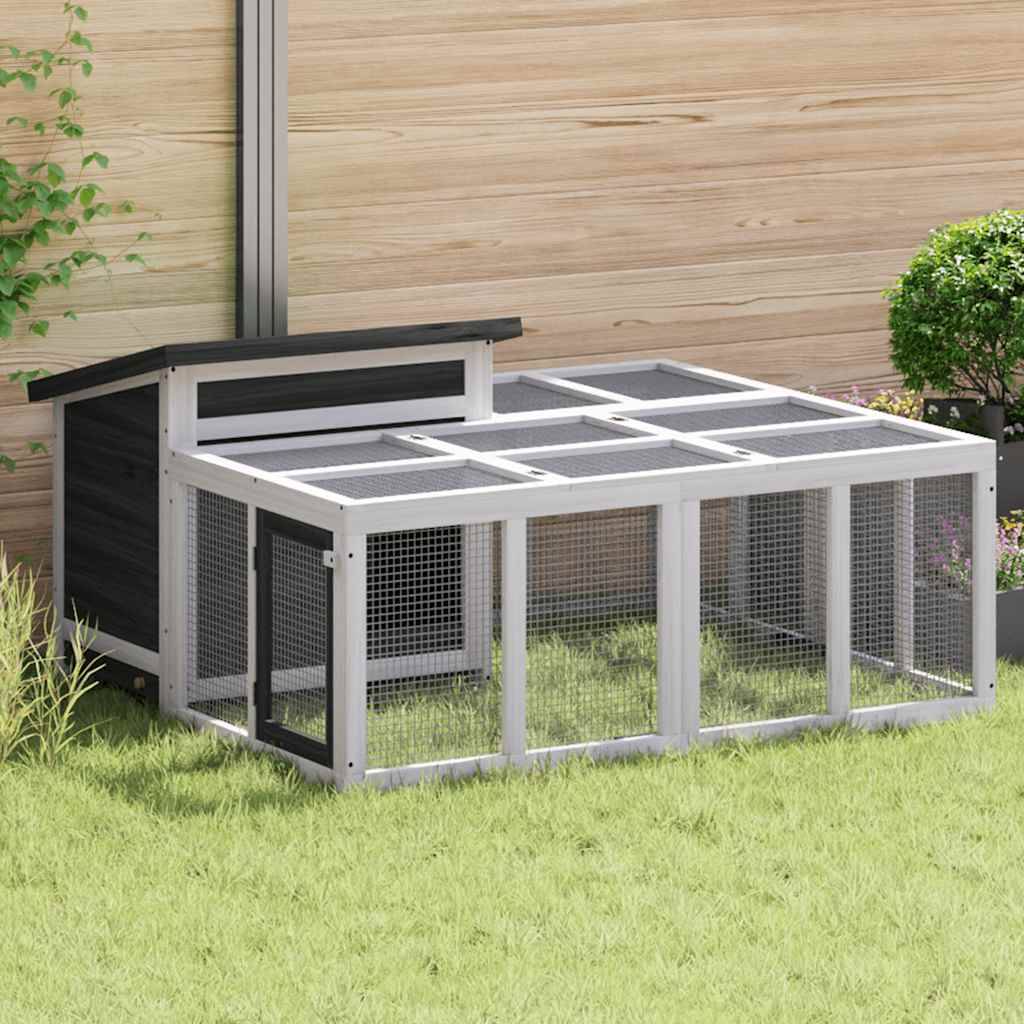 Clapier gris 144x123x67,5 cm bois de pin massif vidaXL 172282