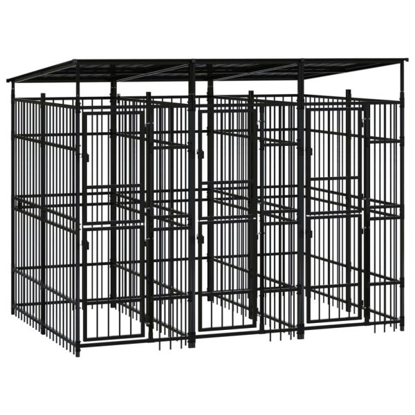 Chenil extérieur acier avec toit 5,53 m² pour jardin Noir – ComfortXL Outdoor Living Chenil extérieur acier avec toit 5,53 m² pour jardin Noir – ComfortXL Outdoor Living