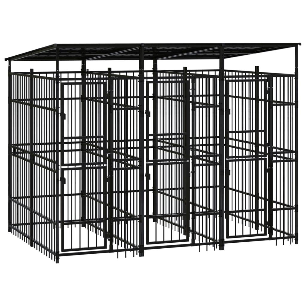 Chenil extérieur acier avec toit 5,53 m² pour jardin Noir – ComfortXL Outdoor Living