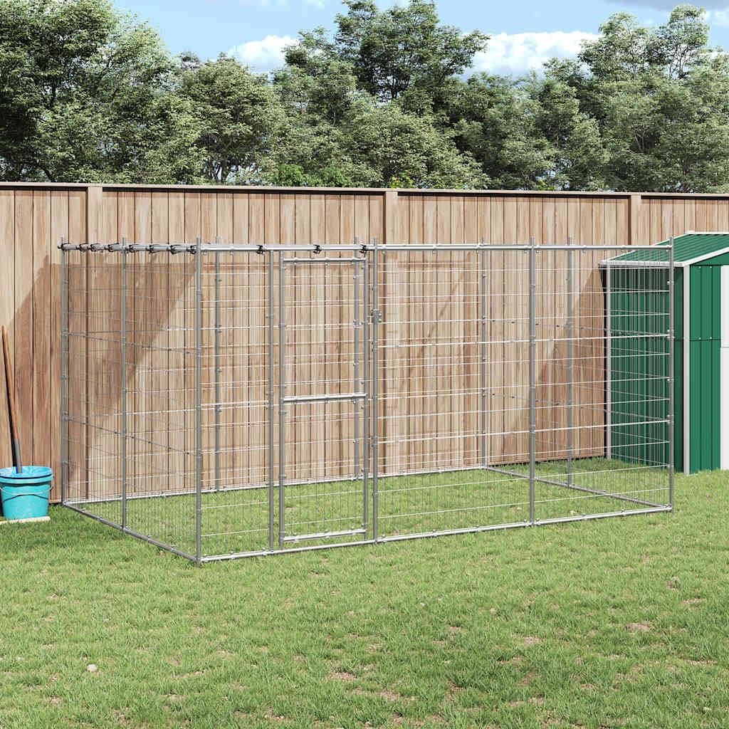 Chenil extérieur Acier galvanisé avec toit 7,26 m² vidaXL 3082303