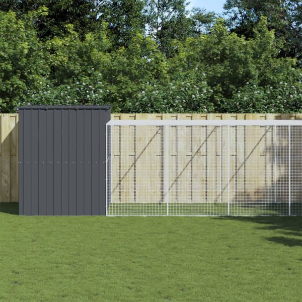 Chenil pour chien en acier galvanisé avec enclos pour jardin anthracite 214x865x181 cm – ComfortXL Pet Living