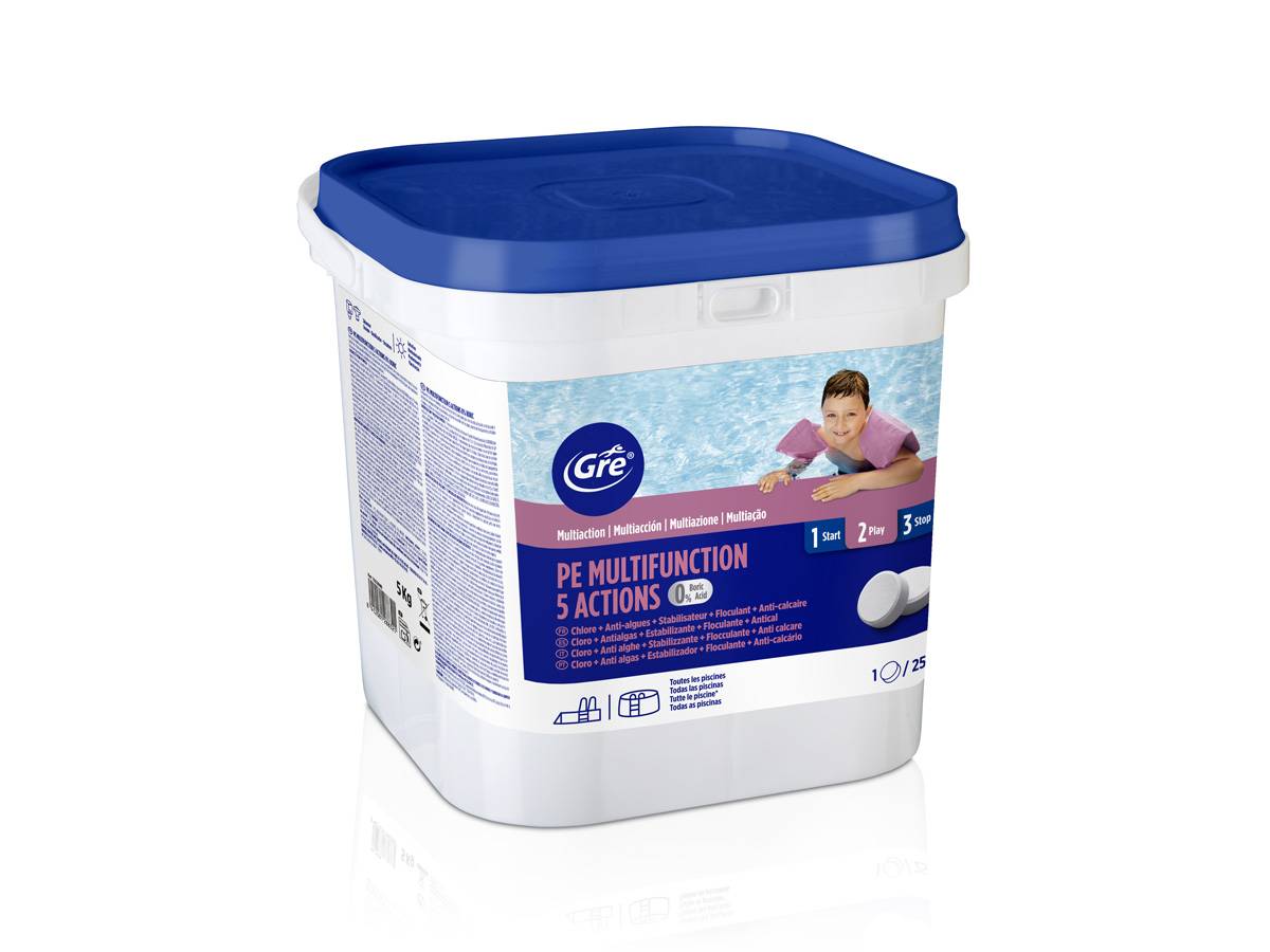 Chlore 5 actions sans acide borique 5 kg - Gré