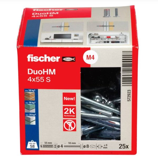 Chevilles métallique pour corps creux DuoHM 4X55 embout TX – FISHER – 572923 Chevilles métallique pour corps creux DuoHM 4X55 embout TX – FISHER – 572923
