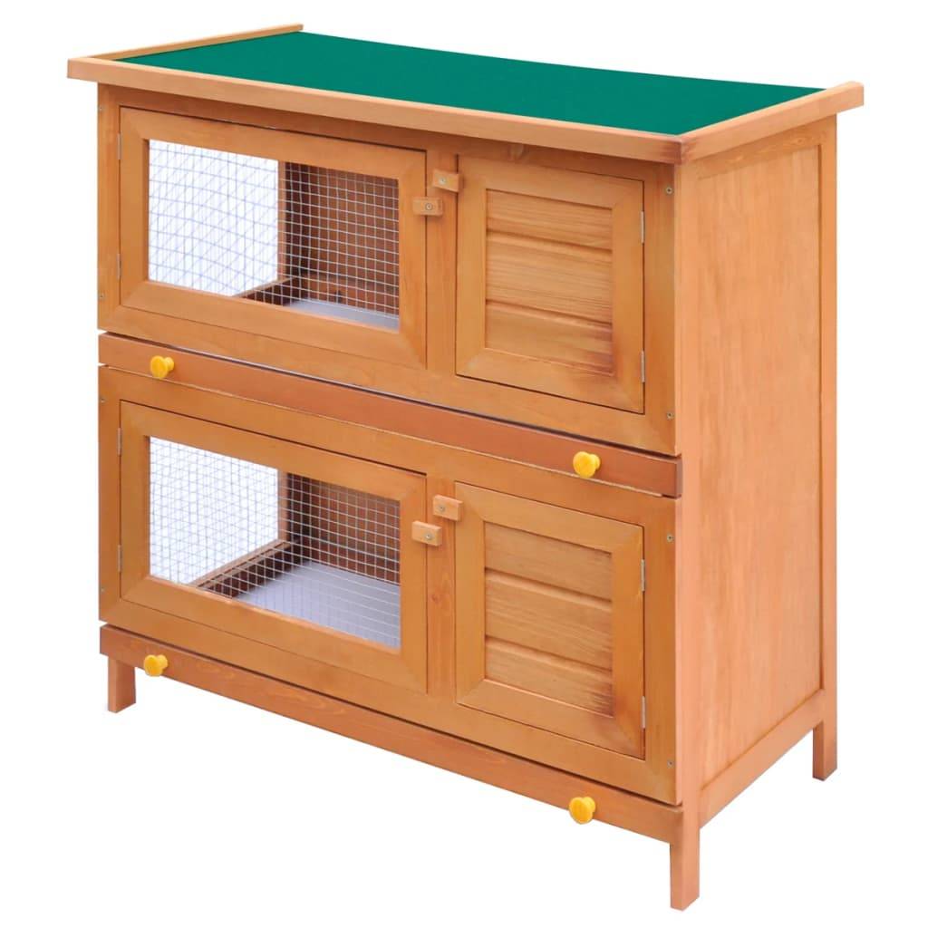 Clapier d'extérieur - Cage d'extérieur Enclos pour petits animaux 4 portes Bois rj520