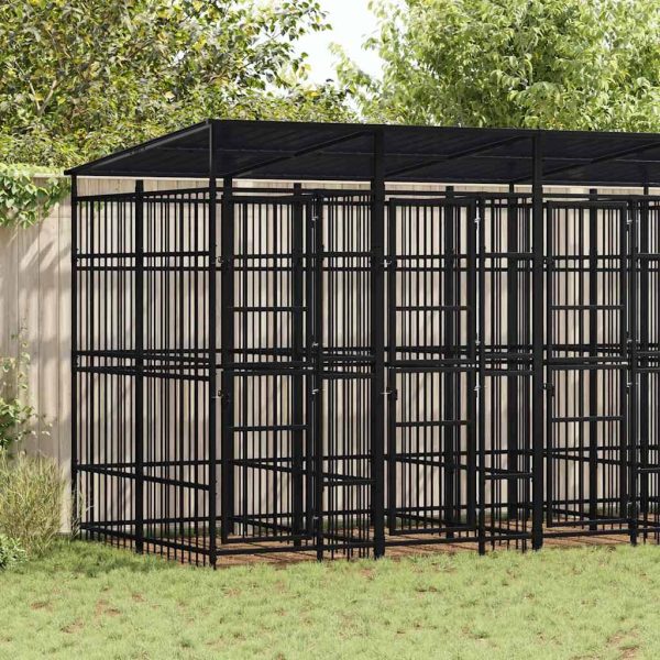 Chenil d’extérieur avec toit pour chiens Acier 9,22 m² vidaXL 3097950