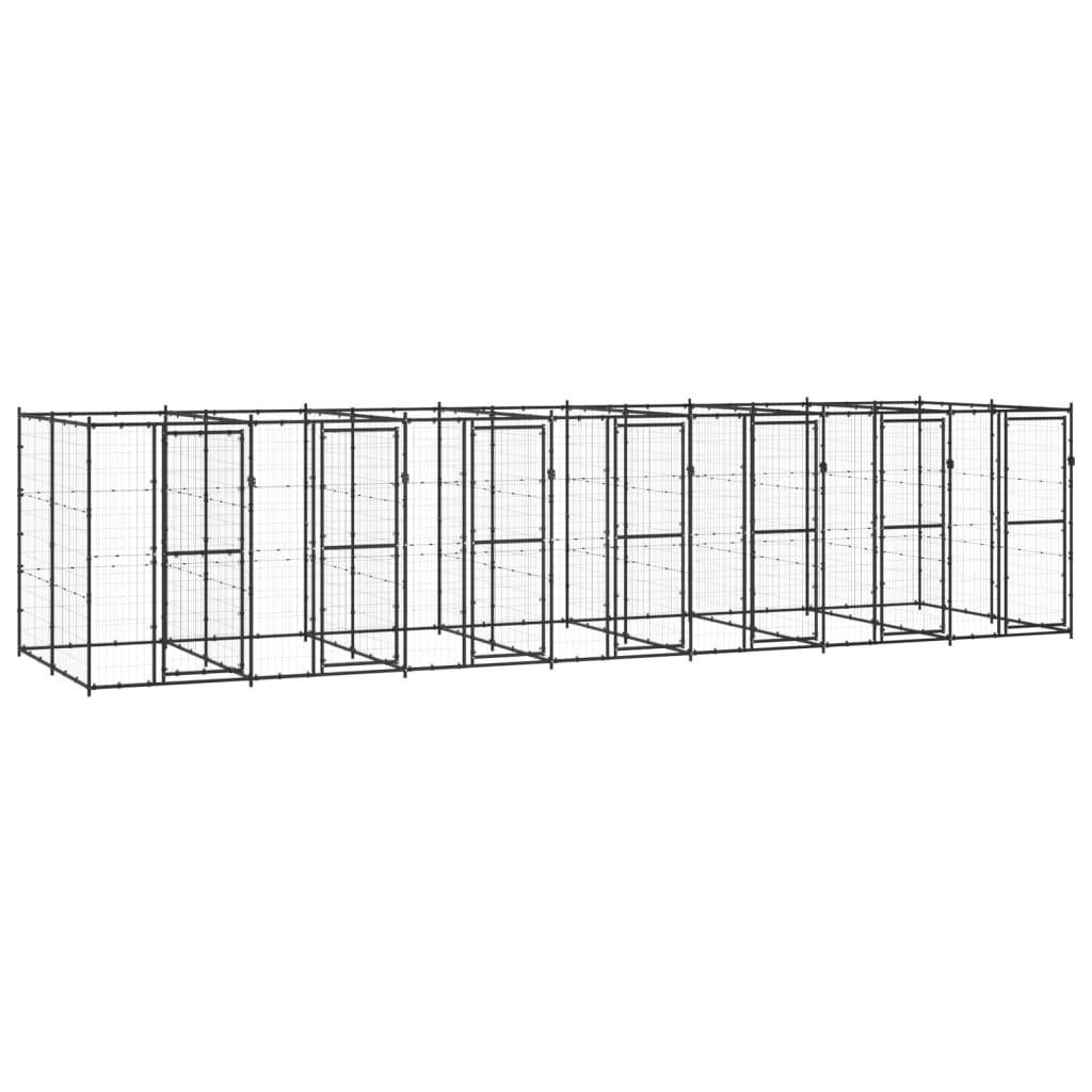 Chenil extérieur cage enclos parc animaux chien extérieur acier 16,94 m²