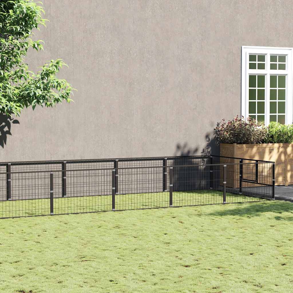 Chenil Noir 18 m² Acier vidaXL 3082116