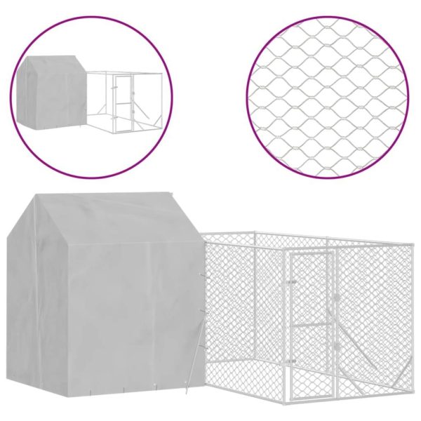 Chenil d’extérieur – Cage d’extérieur pour chiens avec toit argenté 4x4x2,5 m rj496