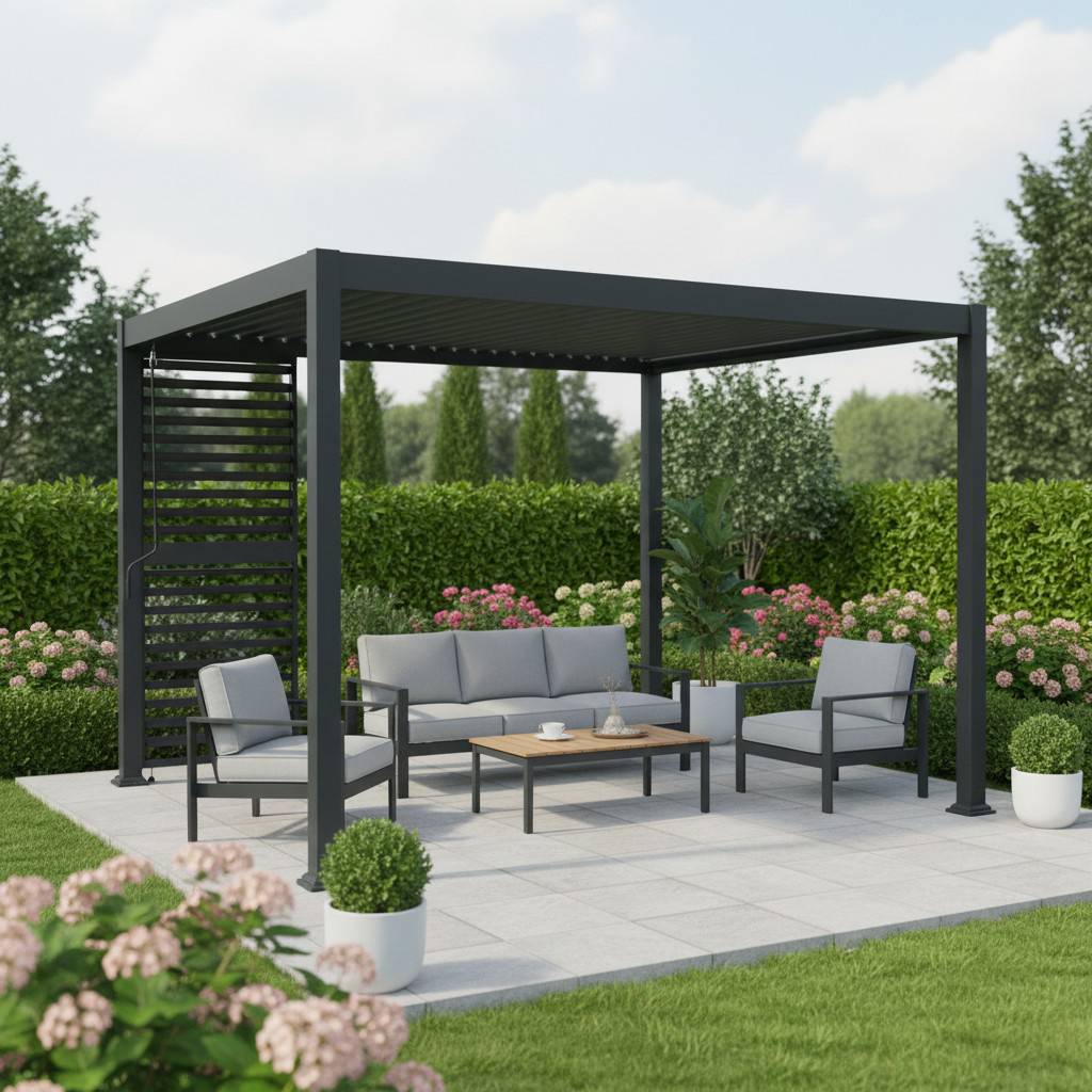 Claustra en alu anthracite pour pergola Zeus - Gecko Jardin