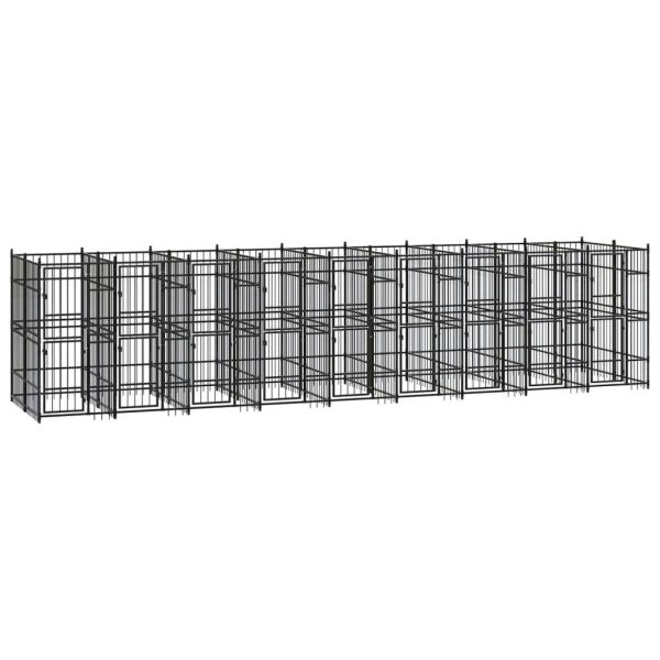 Chenil extérieur pour chien 16,59 m² en acier à barreaux pour jardin Noir – ComfortXL Outdoor Living Chenil extérieur pour chien 16,59 m² en acier à barreaux pour jardin Noir – ComfortXL Outdoor Living