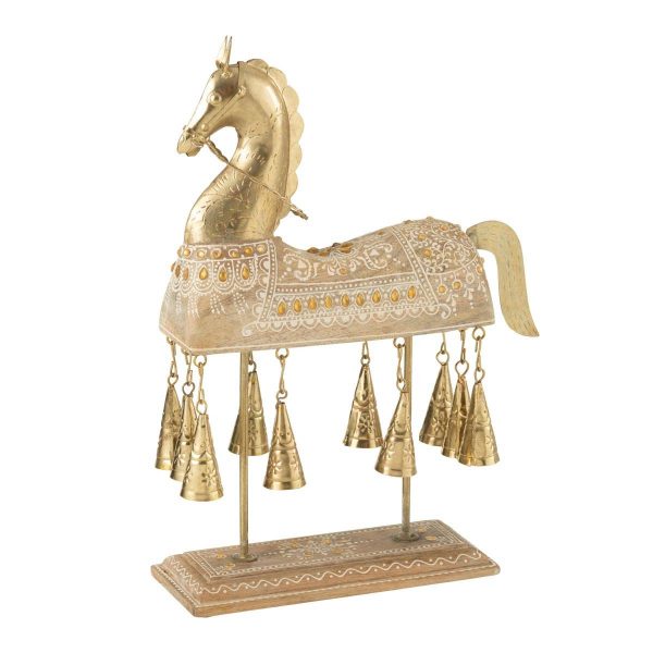 Cheval Avec Cloches «Perle du Sahara» 35cm Naturel Cheval Avec Cloches «Perle du Sahara» 35cm Naturel