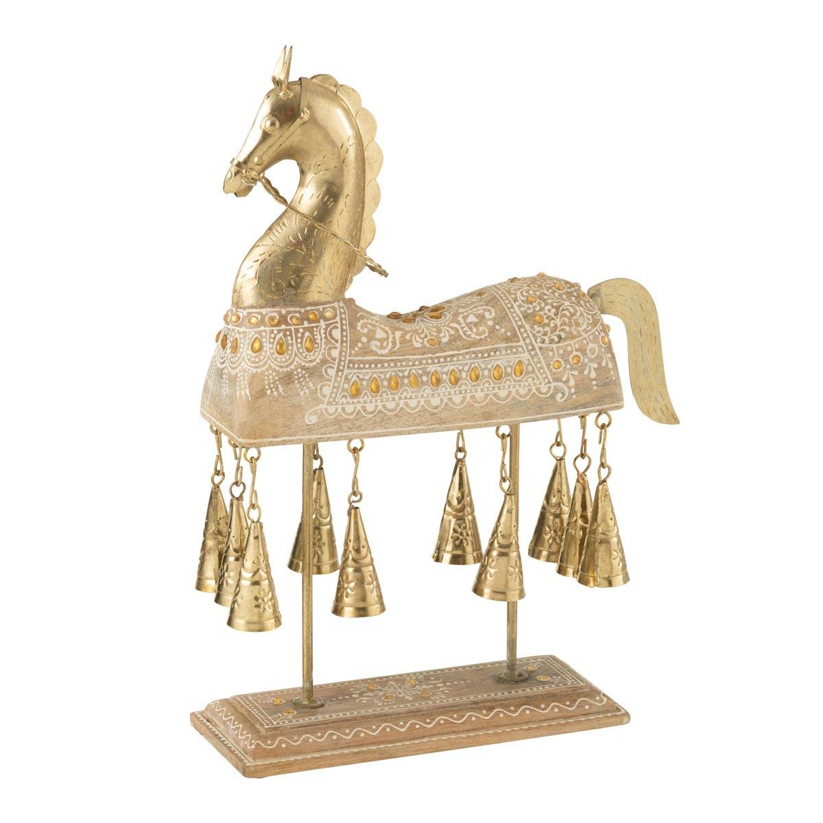 Cheval Avec Cloches "Perle du Sahara" 35cm Naturel