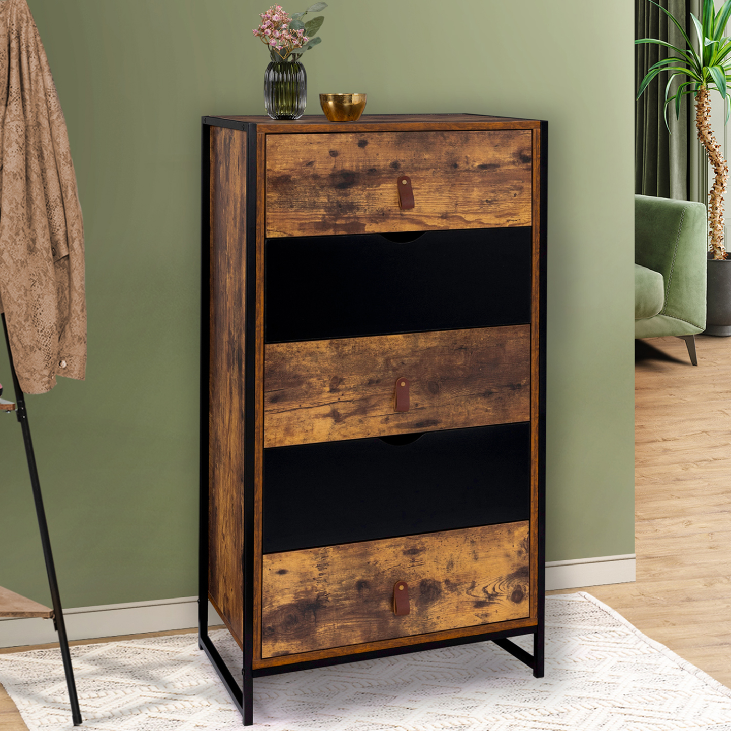 Chiffonnier 5 tiroirs CHICAGO 60 cm commode semainier design industriel