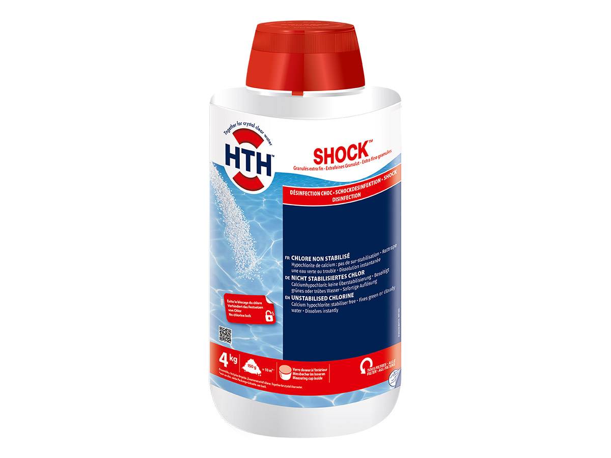 Hypochlorite de calcium - Chlore choc hth® SHOCK poudre / granulés extra fins - 4 kg
