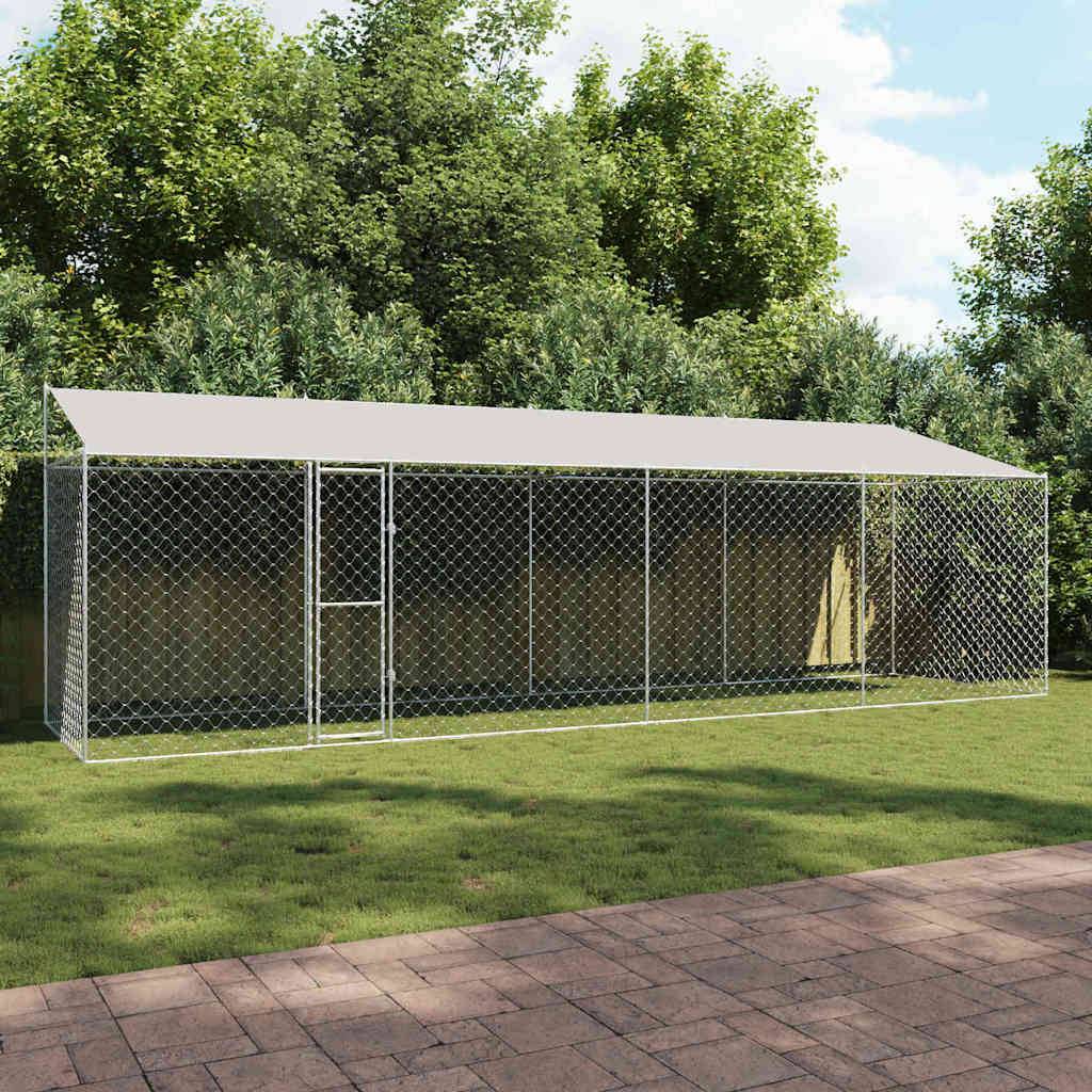 Chenil Spacieux 8x2m en Acier Galvanisé avec Toiture Anti-UV pour Jardin – ComfortXL Outdoor Living