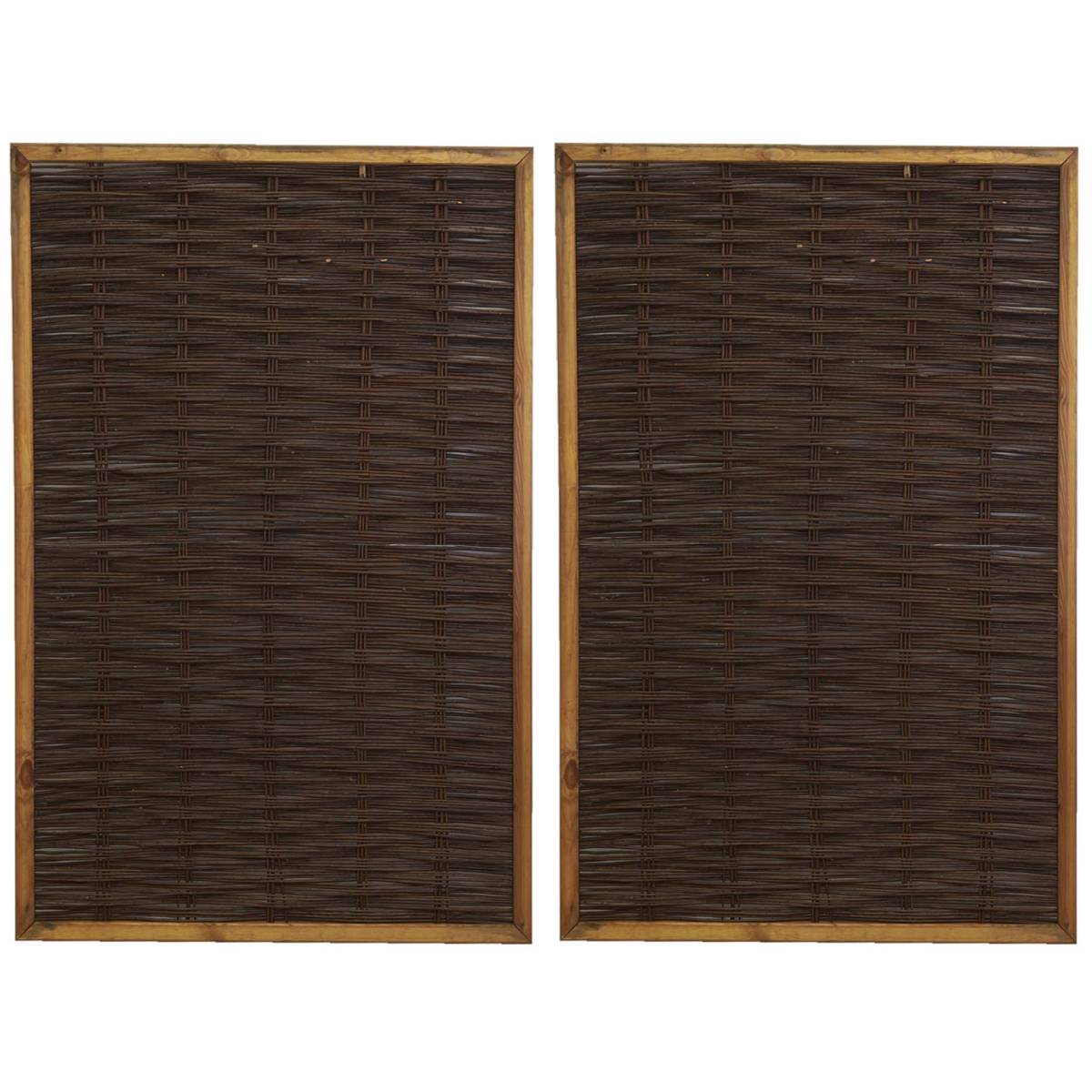 Claustra en pin naturel et osier naturel Lot de 2