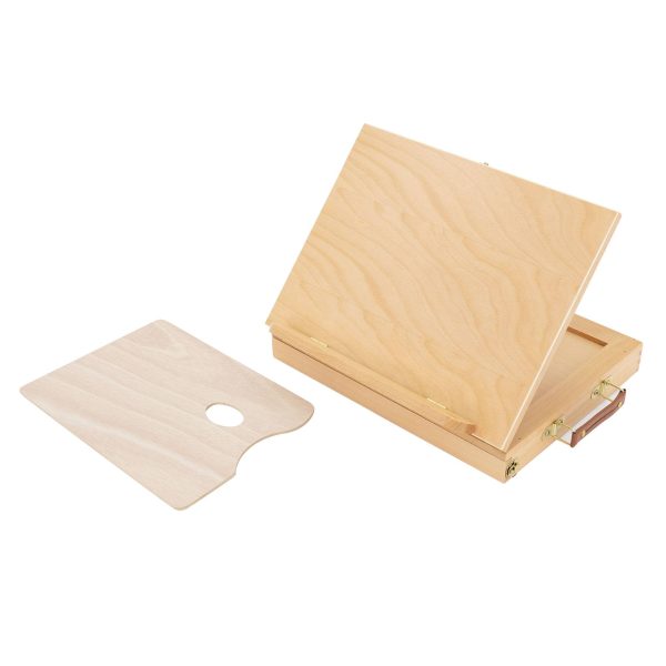 Chevalet de Table en Bois avec Tiroir et Palette, 33,5 x 26 cm, Compartiment de Rangement