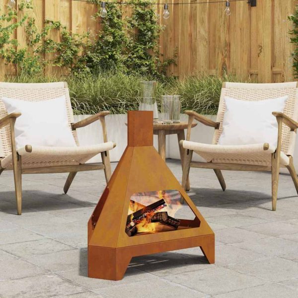 Cheminée de terrasse design triangulaire en acier pour balcon jardin Marron – ComfortXL Outdoor Living Cheminée de terrasse design triangulaire en acier pour balcon jardin Marron – ComfortXL Outdoor Living