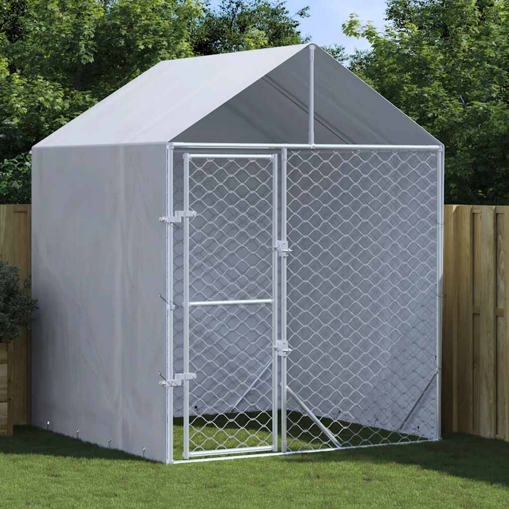 Chenil extérieur abri complet acier galvanisé avec toit et parois Argenté 2x2x2,5 m – ComfortXL Outdoor Living