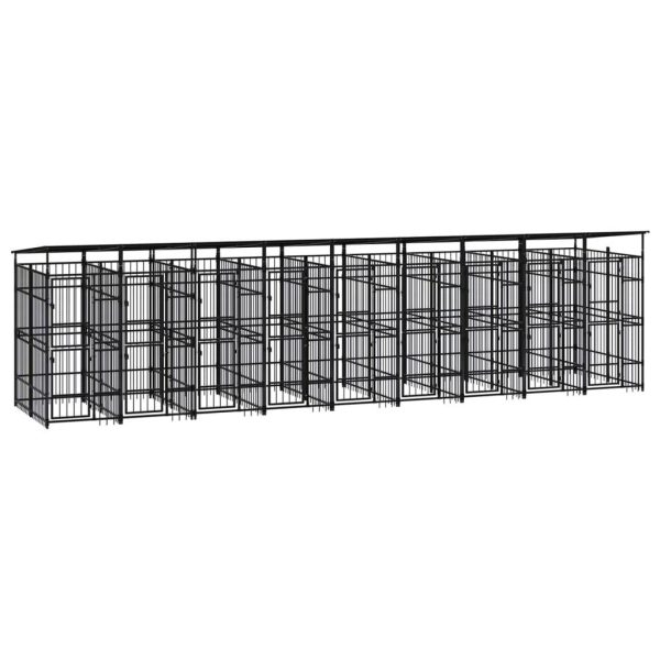 Chenil extérieur XXL acier avec toit 16,59 m² jardin Noir – ComfortXL Outdoor Living