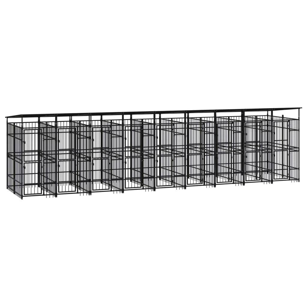 Chenil extérieur XXL acier avec toit 16,59 m² jardin Noir – ComfortXL Outdoor Living