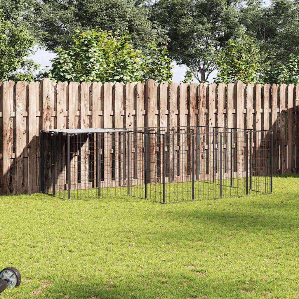 Chenil Noir 6,05 m² Acier vidaXL 3082205
