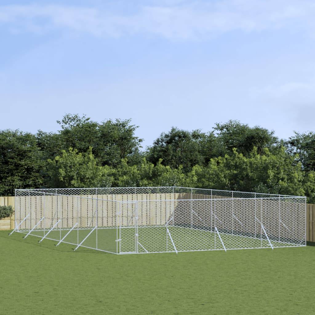 Chenil Extérieur Acier Galvanisé pour Chiens et Animaux Jardin 8x12x2 m – ComfortXL Outdoor Living
