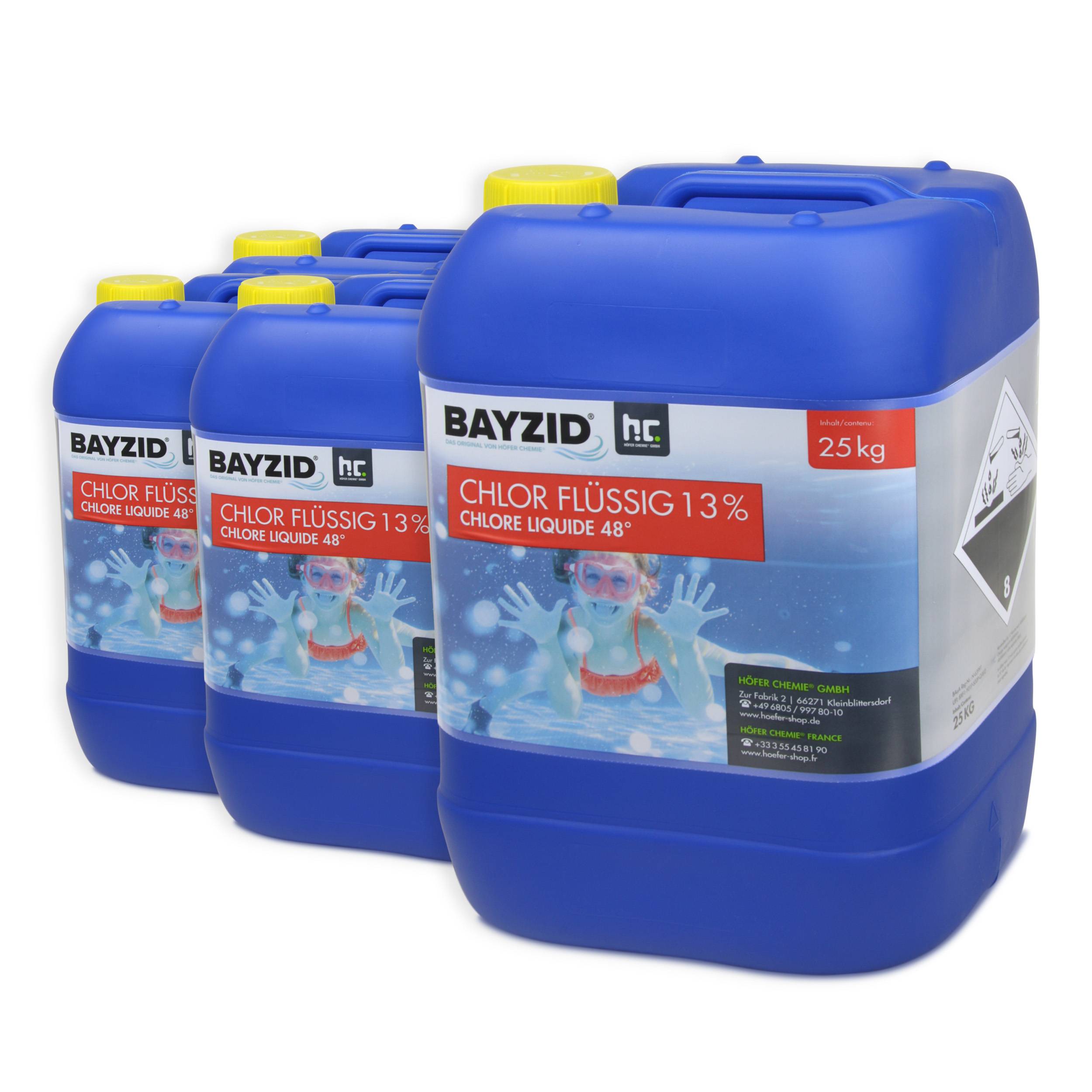 Chlore liquide 48° Bayzid® en bidon de 25 KG (20L) x 4