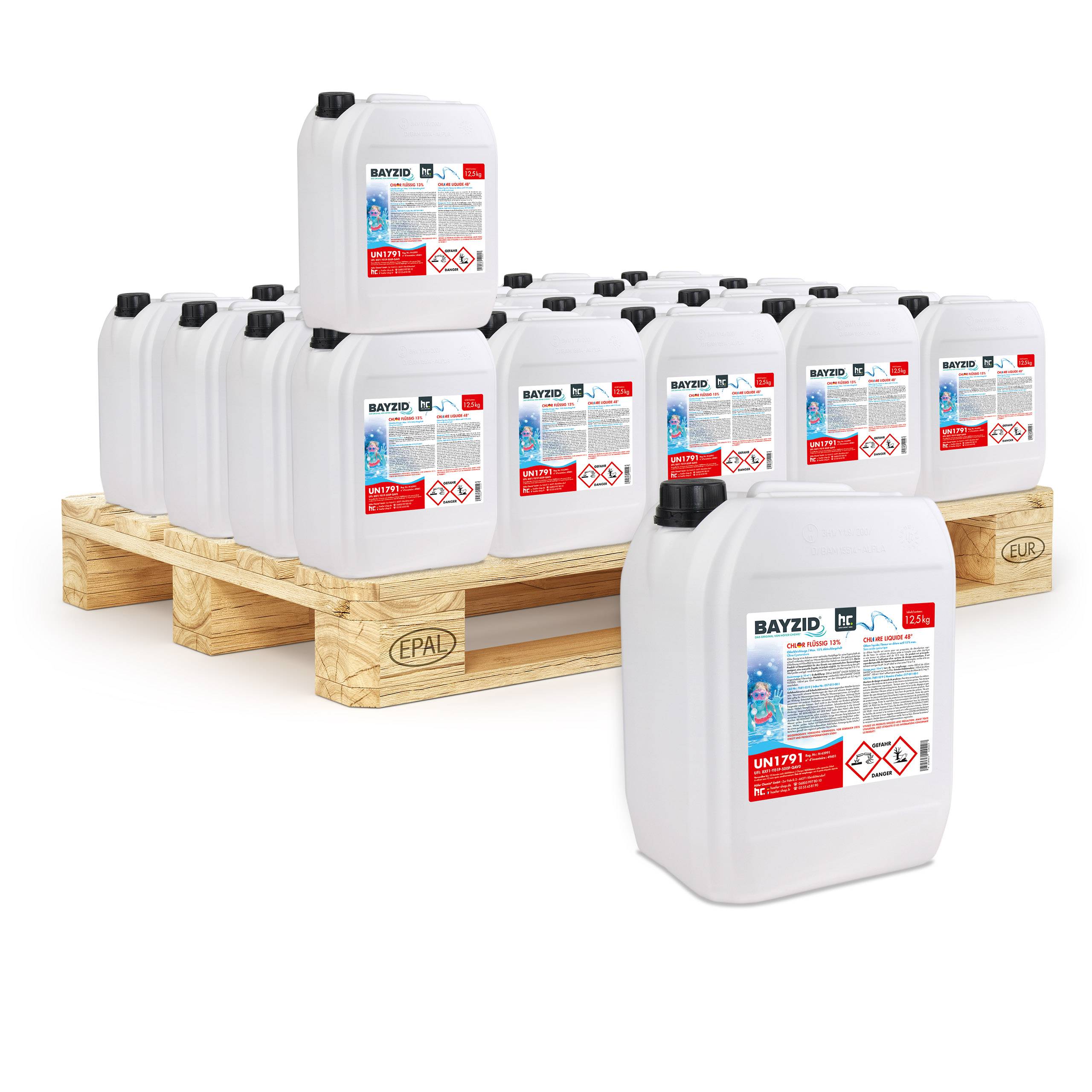 Chlore liquide 48° Bayzid® en bidon de 12,5 KG (10 L) x 40