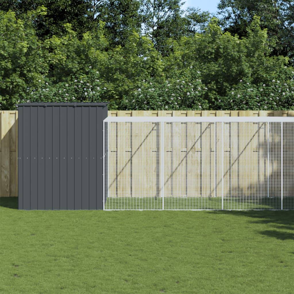 Chenil pour chien en acier galvanisé avec enclos pour jardin anthracite 214x1273x181 cm – ComfortXL Pet Living
