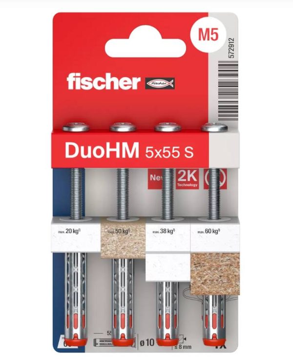 Chevilles métallique pour corps creux DuoHM 5X55 embout PZ – FISHER – 572912 Chevilles métallique pour corps creux DuoHM 5X55 embout PZ – FISHER – 572912