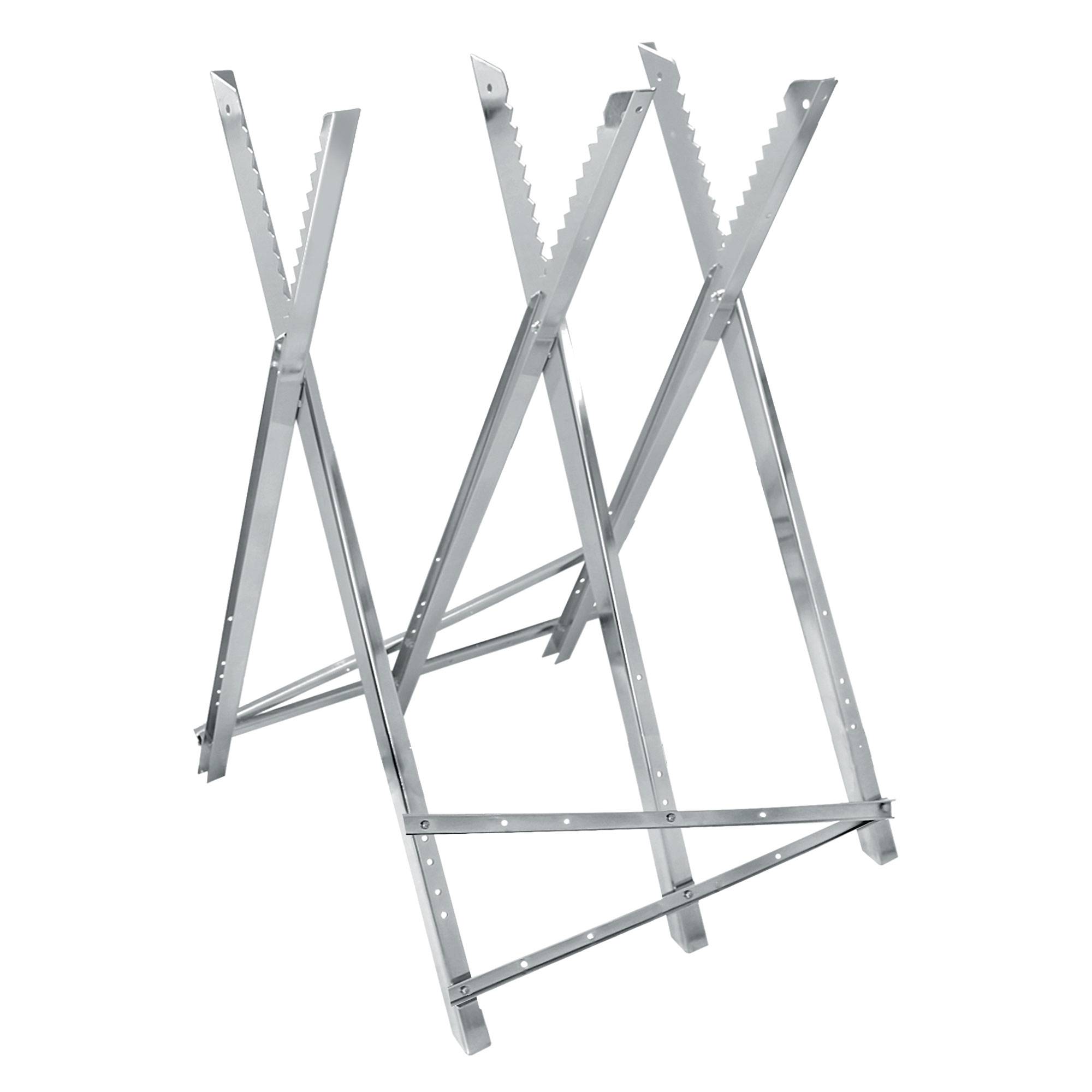 Chevalet de Sciage pour Tronçonneuse - 3 Positions- en Métal Galvanisé - Capacité de charge 150 kg - Pliable et Réglable - 83x74,5x84,5 cm