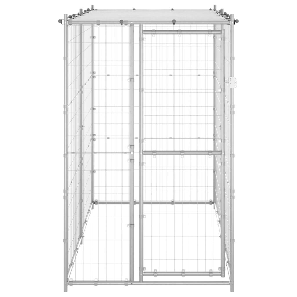 Chenil d'extérieur - Cage d'extérieur - Chenil de jardin Acier galvanisé avec toit 110x220x180 cm