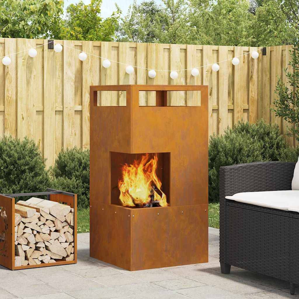 Cheminée extérieure de jardin 100cm en acier style Marron – ComfortXL Outdoor Living