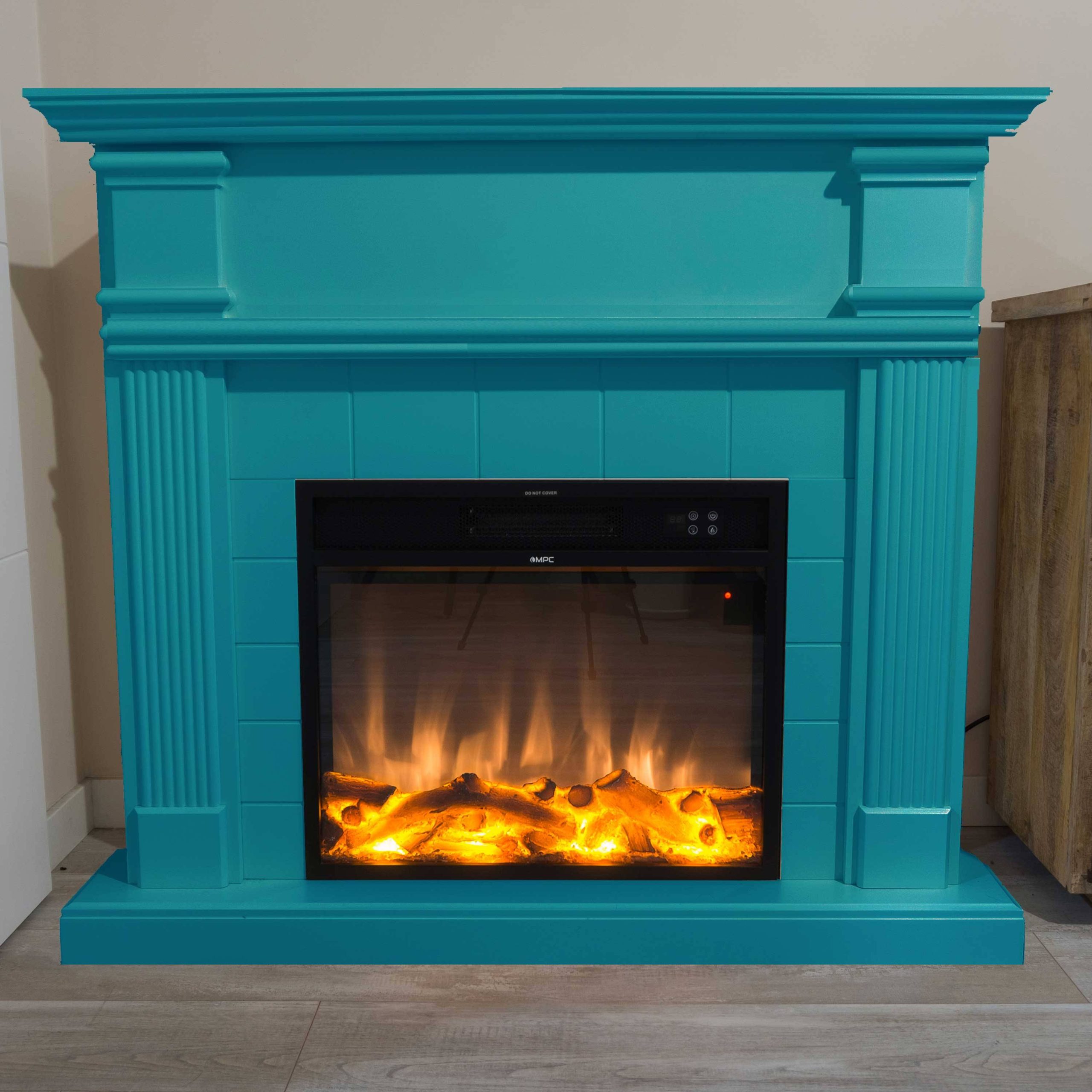 Cheminee De Sol Turquoise Avec Brûleur 1500w Mpc Camino Caldera