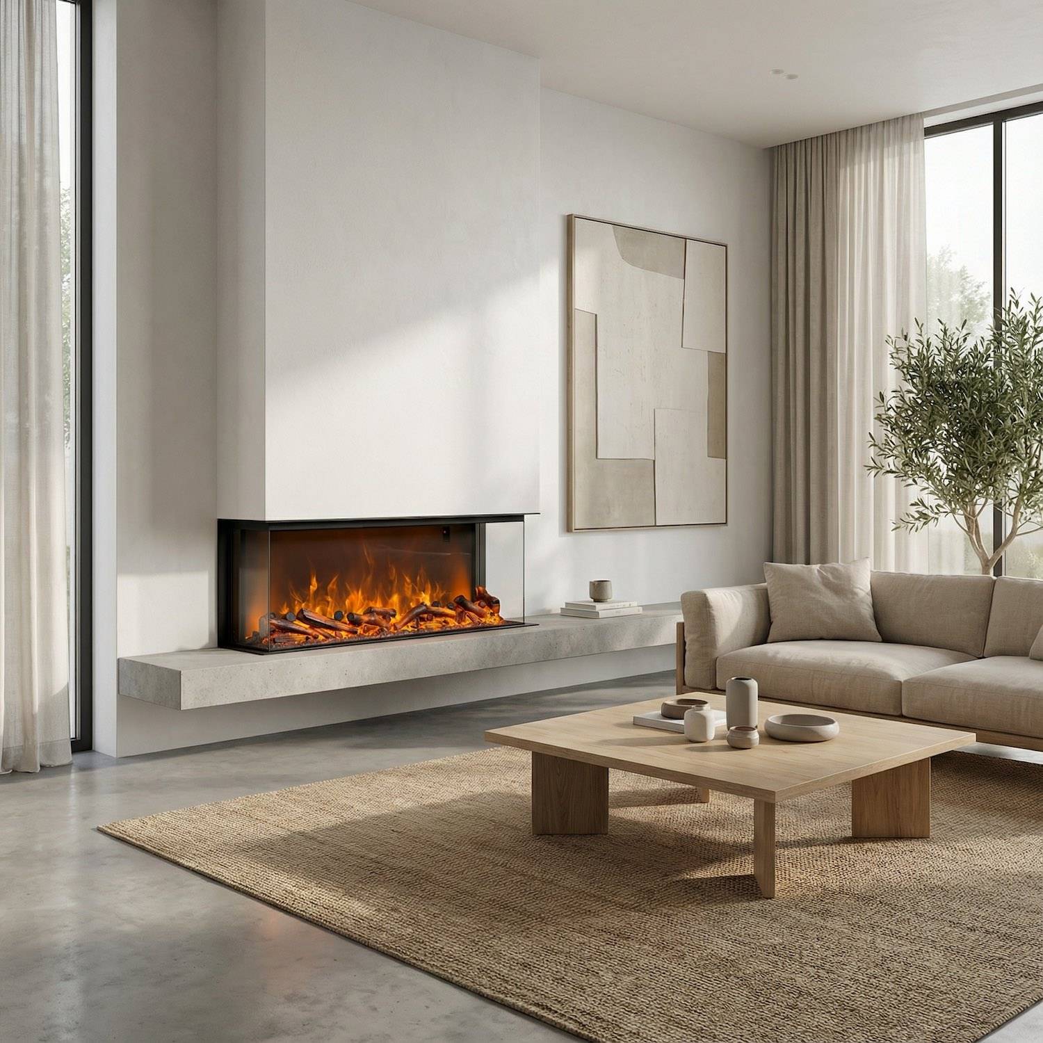 Cheminee Electrique a Trois Faces 108 Cm 1500w Sined Merano Fireplace