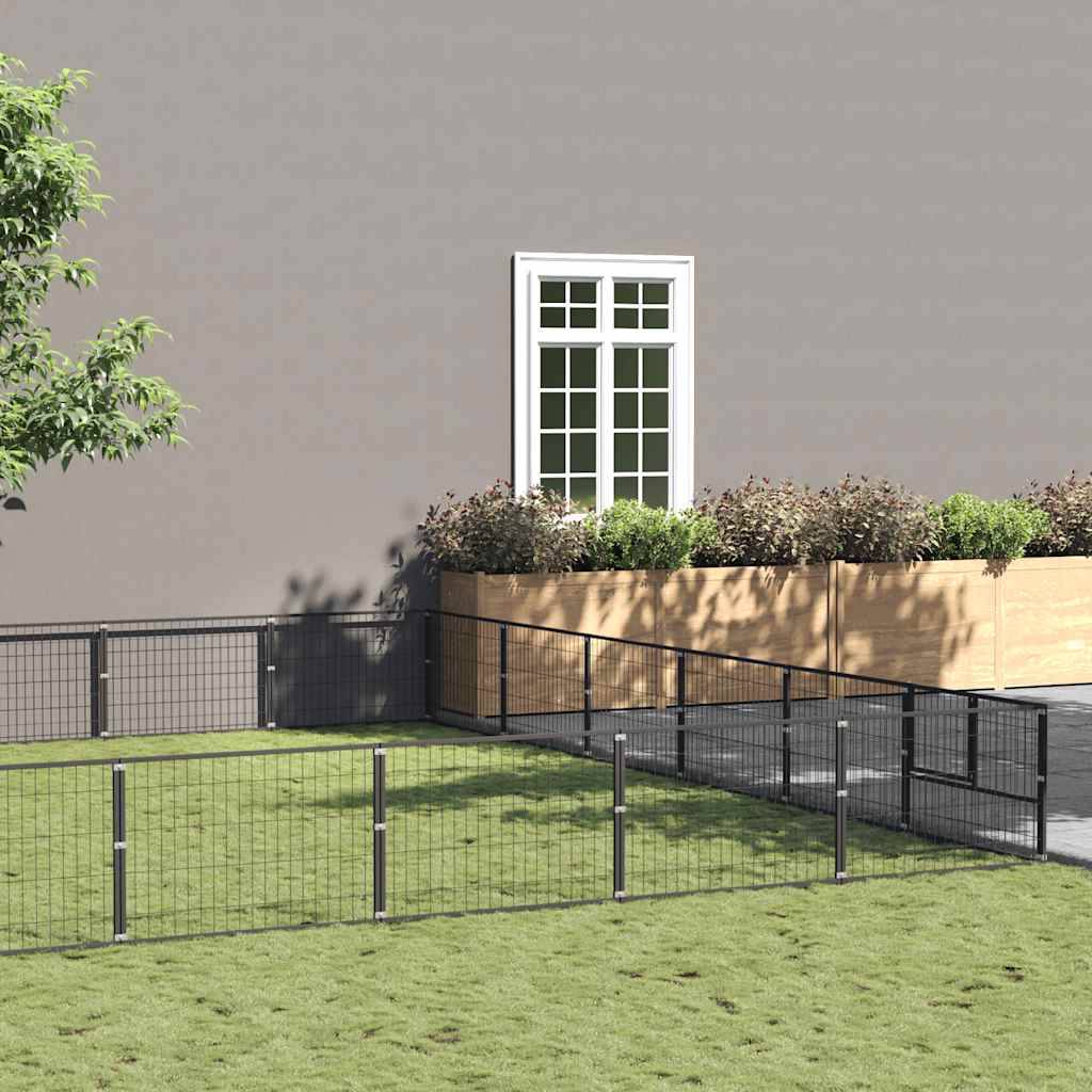 Chenil Noir 42 m² Acier vidaXL 3082170