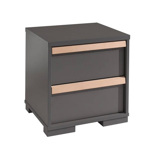 Chevet 2 Tiroirs Anthracite et Bois – NASH DARK Chevet 2 Tiroirs Anthracite et Bois – NASH DARK