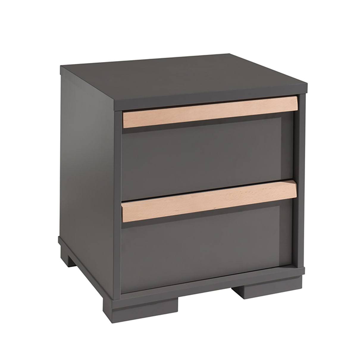 Chevet 2 Tiroirs Anthracite et Bois - NASH DARK